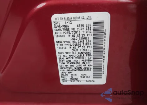 2013 Nissan Rogue S from USA, damaged, VIN JN8AS5MV7DW629697